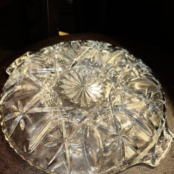 Vintage Clear Pressed Glass Relish Dish – Starburst Divided Tray, Mid-Century - Picture 4 of 10